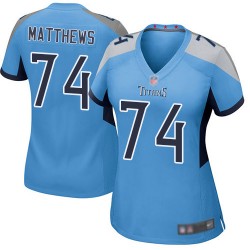 Game Women's Bruce Matthews Light Blue Alternate Jersey - #74 Football Tennessee Titans