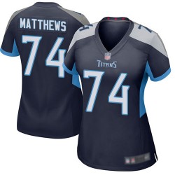 Game Women's Bruce Matthews Navy Blue Home Jersey - #74 Football Tennessee Titans
