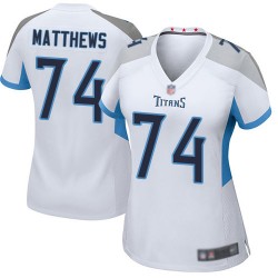 Game Women's Bruce Matthews White Road Jersey - #74 Football Tennessee Titans