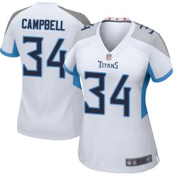 Game Women's Earl Campbell White Road Jersey - #34 Football Tennessee Titans