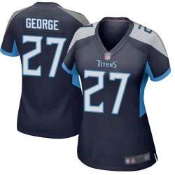 Game Women's Eddie George Navy Blue Home Jersey - #27 Football Tennessee Titans