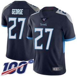 Limited Men's Eddie George Navy Blue Home Jersey - #27 Football Tennessee Titans 100th Season Vapor Untouchable