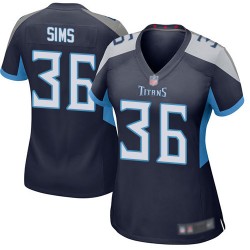 Game Women's LeShaun Sims Navy Blue Home Jersey - #36 Football Tennessee Titans