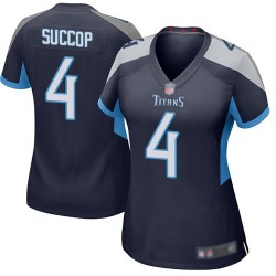 Game Women's Ryan Succop Navy Blue Home Jersey - #4 Football Tennessee Titans