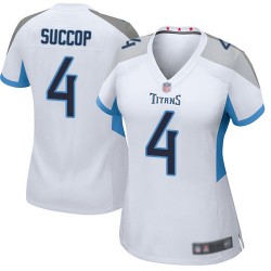 Game Women's Ryan Succop White Road Jersey - #4 Football Tennessee Titans