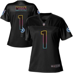 Game Women's Warren Moon Black Jersey - #1 Football Tennessee Titans Fashion