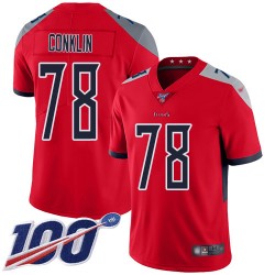 Limited Men's Jack Conklin Red Jersey - #78 Football Tennessee Titans 100th Season Inverted Legend
