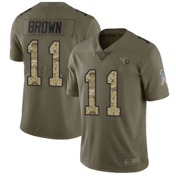 Limited Men's A.J. Brown Olive/Camo Jersey - #11 Football Tennessee Titans 2017 Salute to Service