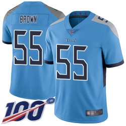 Limited Men's Jayon Brown Light Blue Alternate Jersey - #55 Football Tennessee Titans 100th Season Vapor Untouchable