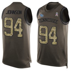 Limited Men's Austin Johnson Green Jersey - #94 Football Tennessee Titans Salute to Service Tank Top