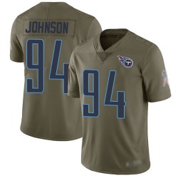 Limited Men's Austin Johnson Olive Jersey - #94 Football Tennessee Titans 2017 Salute to Service