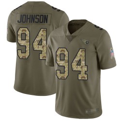 Limited Men's Austin Johnson Olive/Camo Jersey - #94 Football Tennessee Titans 2017 Salute to Service