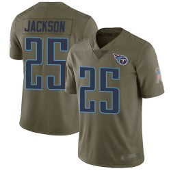 Limited Men's Adoree' Jackson Olive Jersey - #25 Football Tennessee Titans 2017 Salute to Service