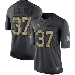Limited Men's Amani Hooker Black Jersey - #37 Football Tennessee Titans 2016 Salute to Service