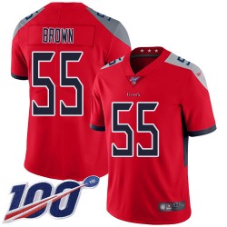 Limited Men's Jayon Brown Red Jersey - #55 Football Tennessee Titans 100th Season Inverted Legend