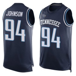 Limited Men's Austin Johnson Navy Blue Jersey - #94 Football Tennessee Titans Player Name & Number Tank Top