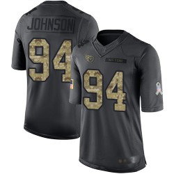Limited Men's Austin Johnson Black Jersey - #94 Football Tennessee Titans 2016 Salute to Service