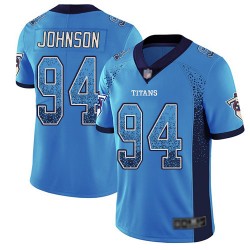 Limited Men's Austin Johnson Blue Jersey - #94 Football Tennessee Titans Rush Drift Fashion