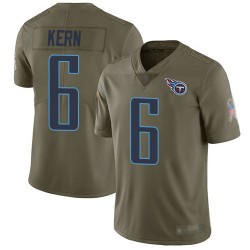 Limited Men's Brett Kern Olive Jersey - #6 Football Tennessee Titans 2017 Salute to Service