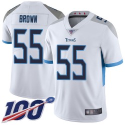 Limited Men's Jayon Brown White Road Jersey - #55 Football Tennessee Titans 100th Season Vapor Untouchable