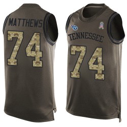 Limited Men's Bruce Matthews Green Jersey - #74 Football Tennessee Titans Salute to Service Tank Top