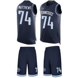 Limited Men's Bruce Matthews Navy Blue Jersey - #74 Football Tennessee Titans Tank Top Suit