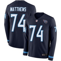 Limited Men's Bruce Matthews Navy Blue Jersey - #74 Football Tennessee Titans Therma Long Sleeve