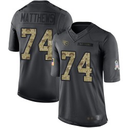 Limited Men's Bruce Matthews Black Jersey - #74 Football Tennessee Titans 2016 Salute to Service