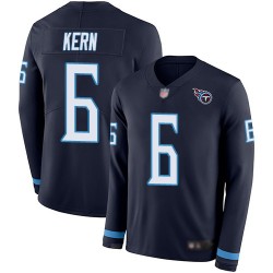 Limited Men's Brett Kern Navy Blue Jersey - #6 Football Tennessee Titans Therma Long Sleeve