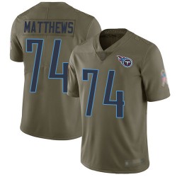 Limited Men's Bruce Matthews Olive Jersey - #74 Football Tennessee Titans 2017 Salute to Service