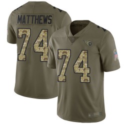 Limited Men's Bruce Matthews Olive/Camo Jersey - #74 Football Tennessee Titans 2017 Salute to Service
