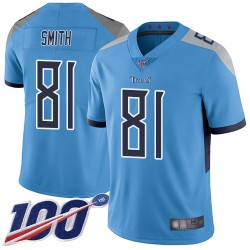 Limited Men's Jonnu Smith Light Blue Alternate Jersey - #81 Football Tennessee Titans 100th Season Vapor Untouchable