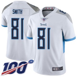 Limited Men's Jonnu Smith White Road Jersey - #81 Football Tennessee Titans 100th Season Vapor Untouchable