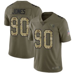Limited Men's DaQuan Jones Olive/Camo Jersey - #90 Football Tennessee Titans 2017 Salute to Service