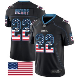 Limited Men's Derrick Henry Black Jersey - #22 Football Tennessee Titans Rush USA Flag