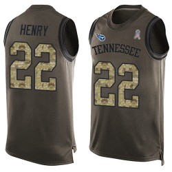 Limited Men's Derrick Henry Green Jersey - #22 Football Tennessee Titans Salute to Service Tank Top