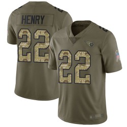 Limited Men's Derrick Henry Olive/Camo Jersey - #22 Football Tennessee Titans 2017 Salute to Service