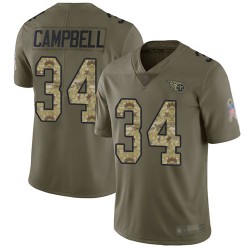 Limited Men's Earl Campbell Olive/Camo Jersey - #34 Football Tennessee Titans 2017 Salute to Service