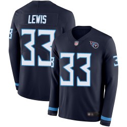 Limited Men's Dion Lewis Navy Blue Jersey - #33 Football Tennessee Titans Therma Long Sleeve