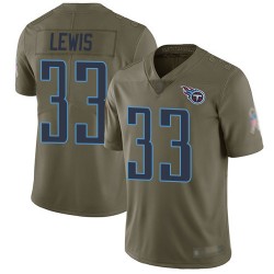 Limited Men's Dion Lewis Olive Jersey - #33 Football Tennessee Titans 2017 Salute to Service