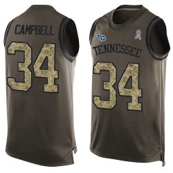 Limited Men's Earl Campbell Green Jersey - #34 Football Tennessee Titans Salute to Service Tank Top