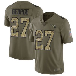 Limited Men's Eddie George Olive/Camo Jersey - #27 Football Tennessee Titans 2017 Salute to Service
