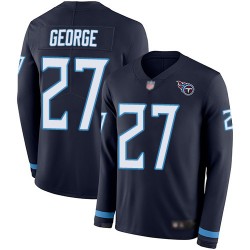Limited Men's Eddie George Navy Blue Jersey - #27 Football Tennessee Titans Therma Long Sleeve