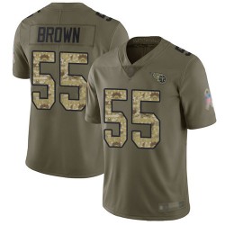 Limited Men's Jayon Brown Olive/Camo Jersey - #55 Football Tennessee Titans 2017 Salute to Service