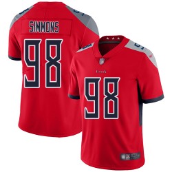 Limited Men's Jeffery Simmons Red Jersey - #98 Football Tennessee Titans Inverted Legend