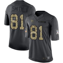 Limited Men's Jonnu Smith Black Jersey - #81 Football Tennessee Titans 2016 Salute to Service