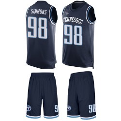 Limited Men's Jeffery Simmons Navy Blue Jersey - #98 Football Tennessee Titans Tank Top Suit