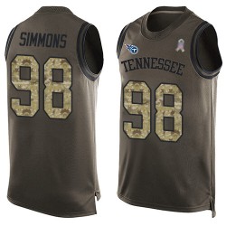 Limited Men's Jeffery Simmons Green Jersey - #98 Football Tennessee Titans Salute to Service Tank Top
