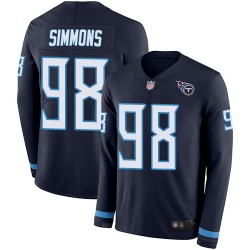 Limited Men's Jeffery Simmons Navy Blue Jersey - #98 Football Tennessee Titans Therma Long Sleeve