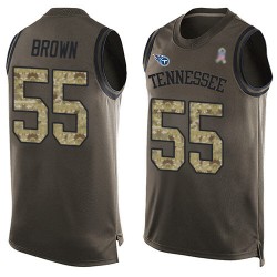 Limited Men's Jayon Brown Green Jersey - #55 Football Tennessee Titans Salute to Service Tank Top